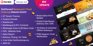 Eorder v3.0 - Multitenant Restaurant / Food Ordering Website (SAAS)