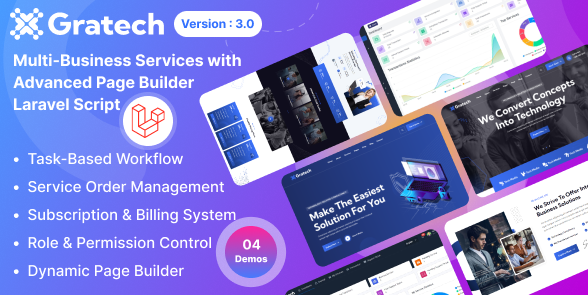Gratech v3.1 - Multi-Business Services with Advanced Page Builder & Workflow Tools