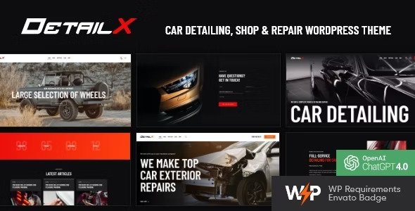 DetailX v1.11.0 – Car Detailing, Shop & Repair WordPress Theme Nulled
