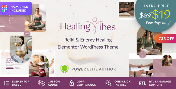 Healing Vibes v1.0.1 – Reiki Healing & Meditation Coaching WordPress Theme