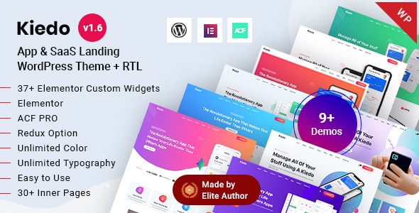 Kiedo v2.0 – App & SaaS Landing WordPress Theme Nulled