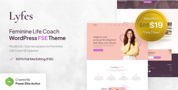 Lyfes v1.0.0 – Feminine Life Coach & Speaker FSE WordPress Theme