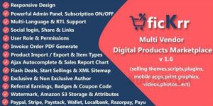 ficKrr v4.3 – Multi Vendor Digital Products Marketplace With Subscription Nulled
