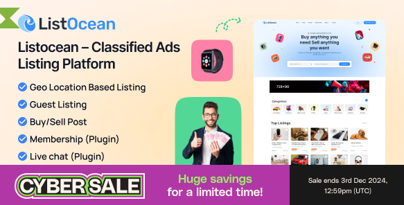 Listocean v1.0.2 – Classified Ads Listing Platform