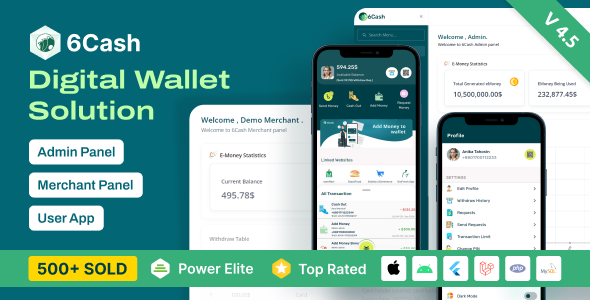 6Cash v4.5 – Digital Wallet Mobile App with Laravel Admin Panel Nulled