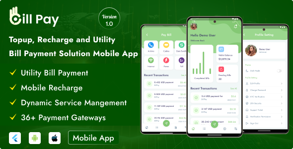 Bill Pay v2.1 – Topup, Recharge And Utility Bill Payment Mobile App