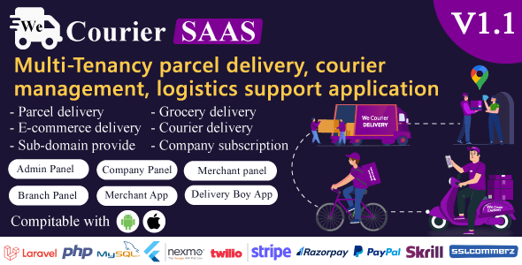 We Courier SAAS v1.1 - Multi-Tenancy courier and logistics management Nulled