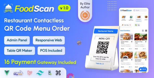 FoodScan v2.0 – Qr Code Restaurant Menu Maker and Contactless Table Ordering System with Restaurant POS Nulled