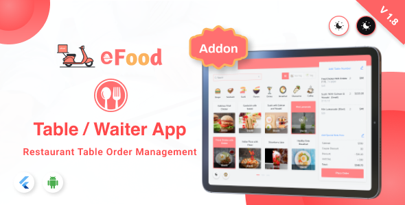 eFood – Table/Waiter App v1.8 for eFood single restaurant Script