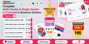 Ready ecommerce – Complete Multi Vendor e-Commerce Mobile App, Website, Rider App with Seller App (13 April 2025)
