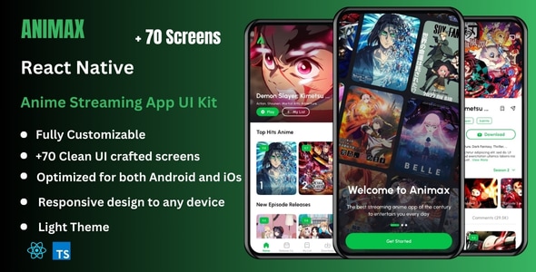Animax Pro v1.0 – Anime Streaming React Native CLI App Ui Kit Download