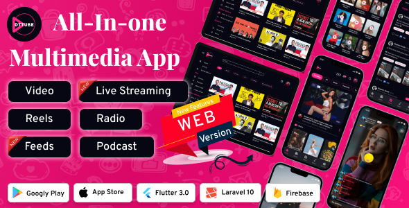 DTTube v1.3.0 – Video-Reels-Podcast-Live Streaming Flutter App Android-iOS-Web with Admin Panel YouTube Clone