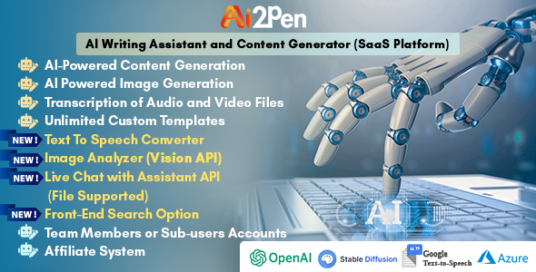 Ai2Pen v6.5 – AI Writing Assistant and Content Generator (SaaS Platform) Nulled