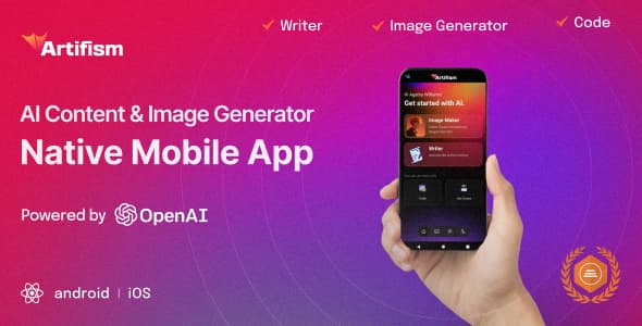 Artifism Mobile App v2.5.0 - AI Content, Image, Voiceover & Code Generator