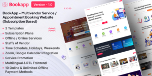 Bookapp v3.2 - Multivendor Service / Appointment Booking Laravel Website (Subscription Based)