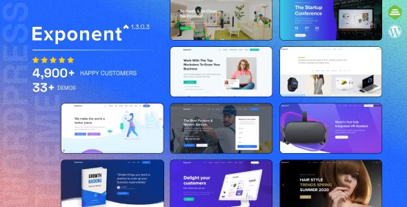 Exponent v1.3.0.10 – Modern Multi-Purpose Business WordPress theme Nulled
