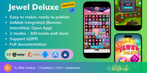 Jewel Deluxe v1.5 – Unity Complete Project (Android + iOS + AdMob)