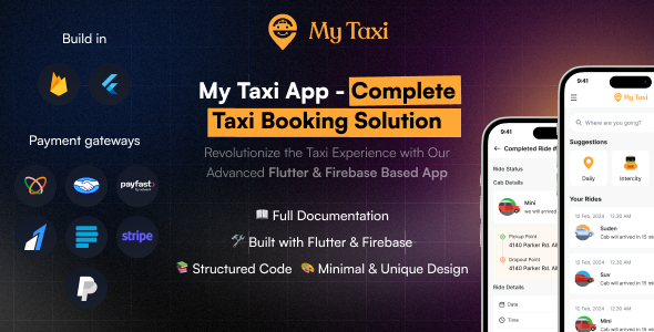 MyTaxi v8.0 – Complete Flutter Taxi Booking, Intercity Ride & Parcel Delivery App with admin | Uber Clone