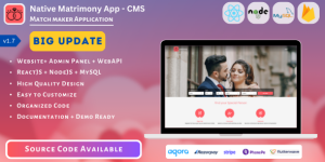 Matrimony App v1.7 – Match Maker | Life Partner – Full Project (Mobile App, Admin Panel, API, Database)