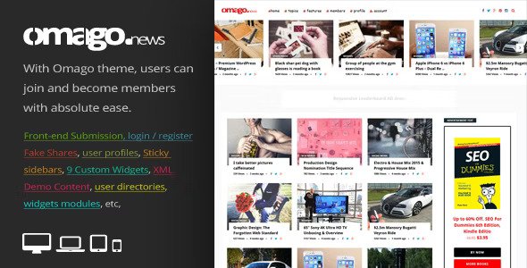 Omago News v3.2 – User Profile Membership & Content Sharing WordPress Theme