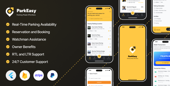 ParkEasy v1.0 – Flutter Complete Parking App | Parking spot Booking App with complete Soultion