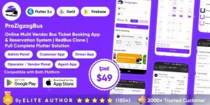 ProZigzagBus v1.4 – Online Multi Vendor Bus Ticket Booking App & Reservation System Flutter Solution
