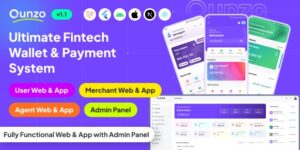 Qunzo v1.8 - Fintech Wallet App and Web with User, Agent and Merchant Modules Including Admin Panel