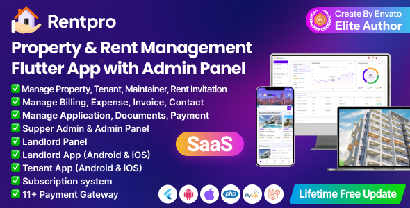 RentPro v1.0 – Best Property & Rent Management Software with Laravel Admin + Flutter Mobile App Nulled