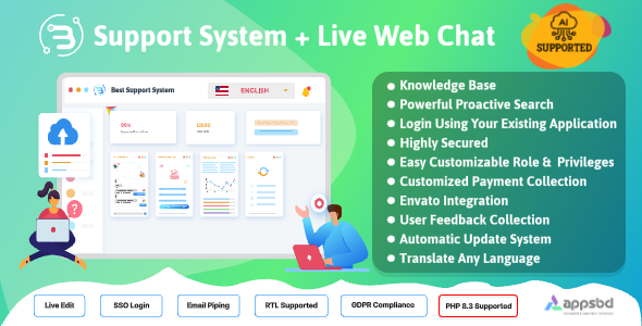Support System-Live Web Chat & Client Desk & Ticket Help Desk v4.1.7 Nulled