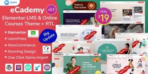 eCademy v7.3 – Elementor LMS & Online Courses Theme Nulled