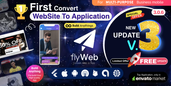 FlyWeb for Web to App Convertor Flutter v3.0.6 + Admin Panel