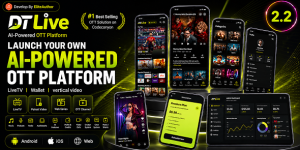 DTLive v2.2 - Movie, TV Show, OTT, Live TV, Streaming Flutter App (Android, iOS, Web) with Admin Panel Nulled