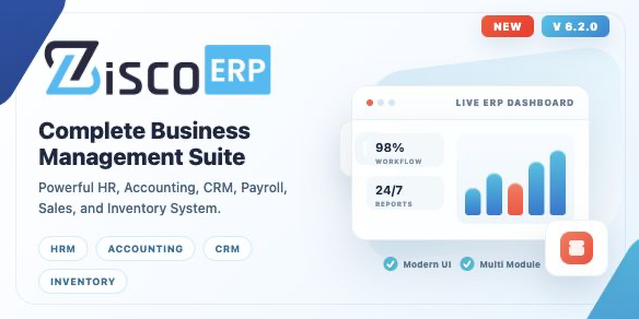 ZiscoERP v6.2.2 - Powerful HR, Accounting, CRM System