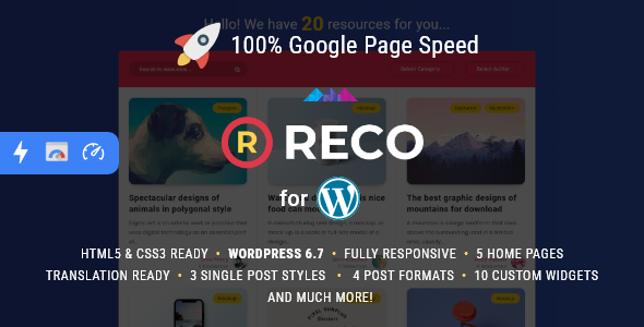 Reco v5.1.0 - Minimal Lightweight AMP Theme for Freebies